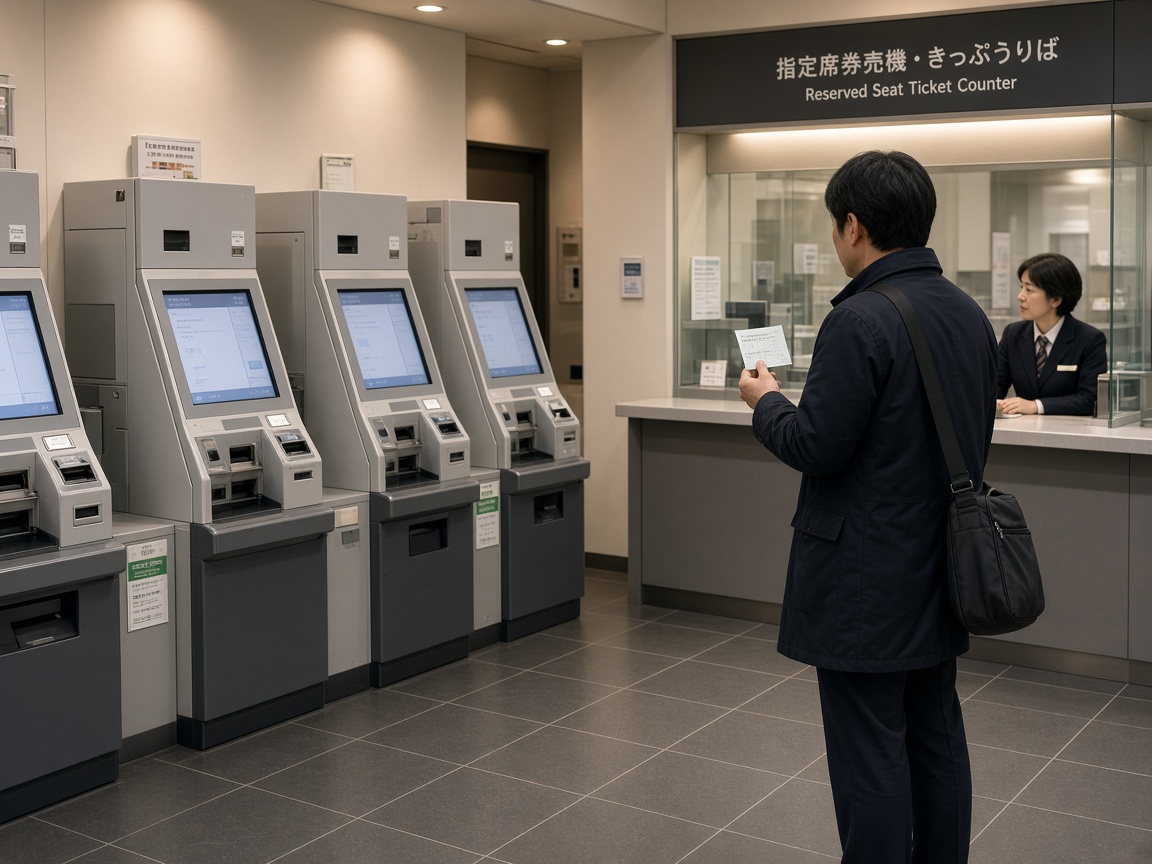 JR駅の指定席券売機と窓口